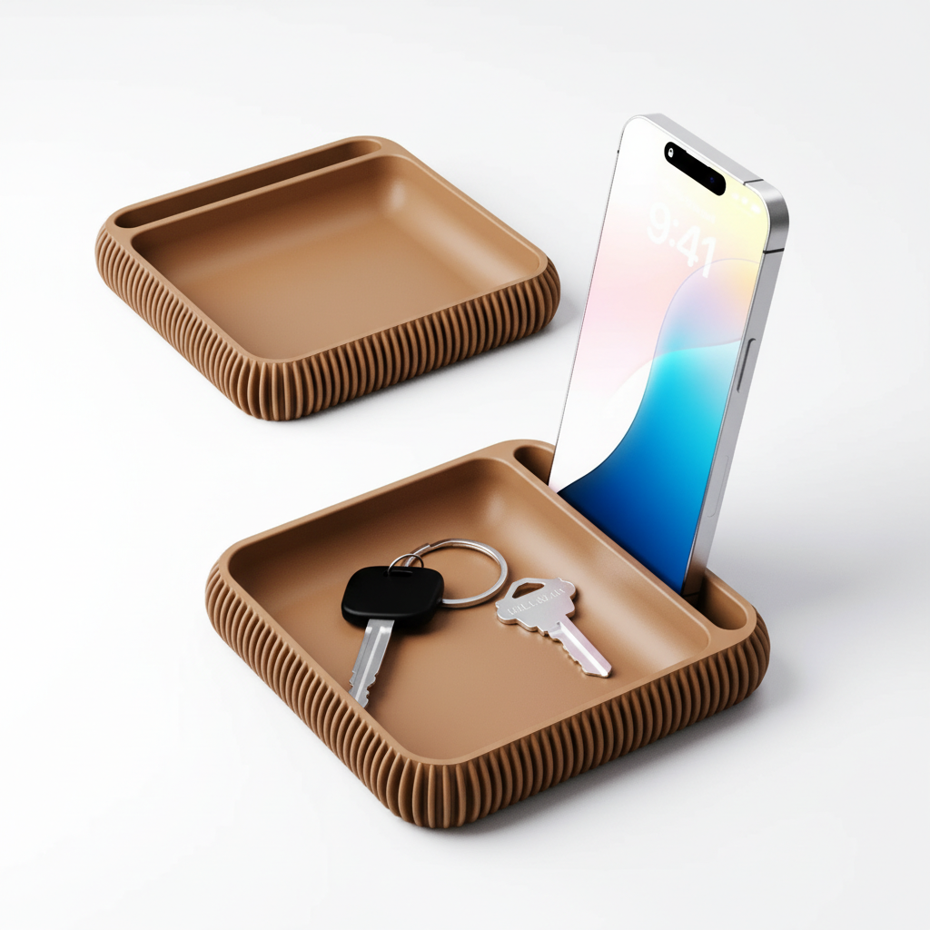 Phone Holder + Tray Type 3 – Erdnussbraun