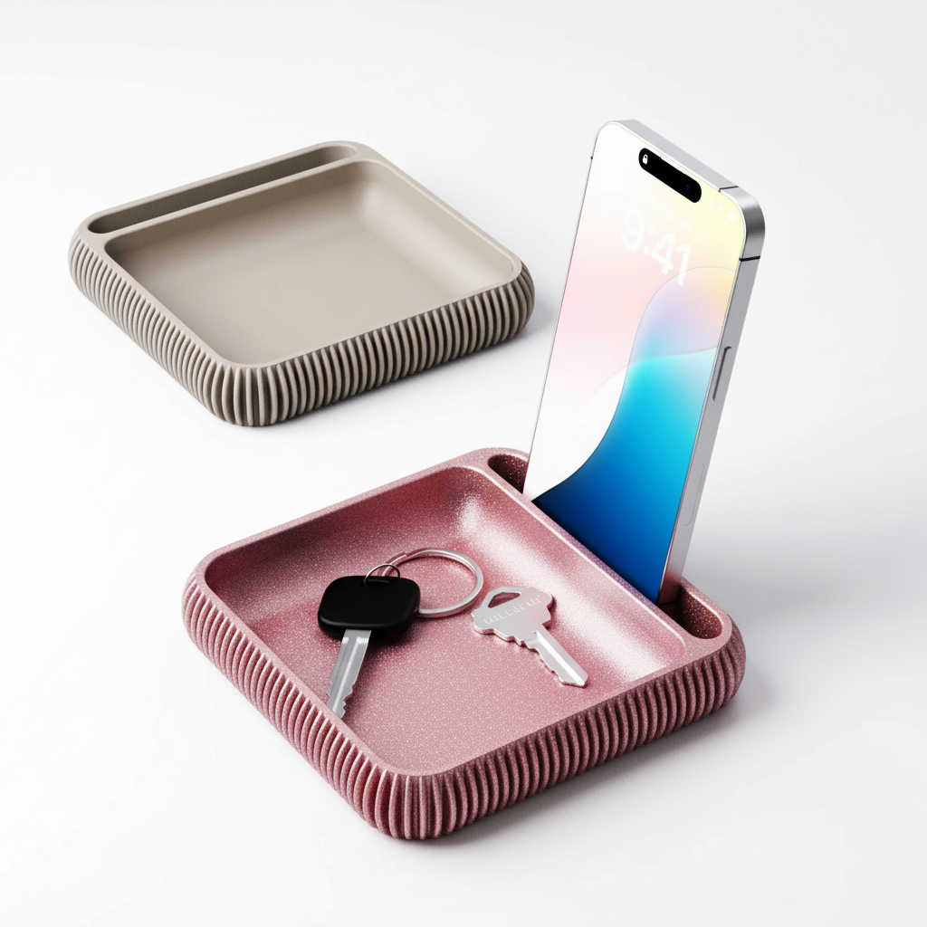 Phone Holder + Tray Type 3 – Metallic Pink