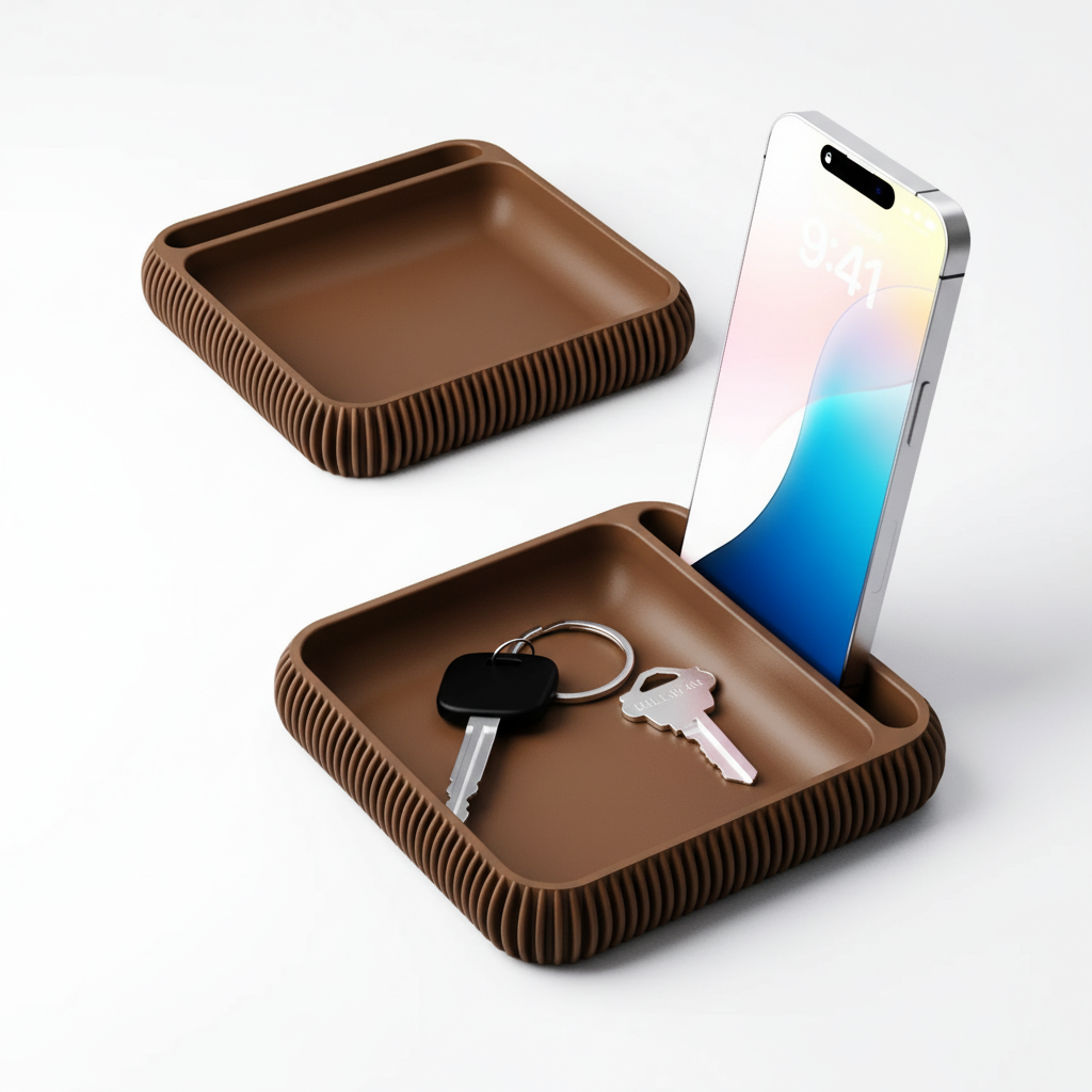 Phone Holder + Tray Type 3 – Dunkelbraun